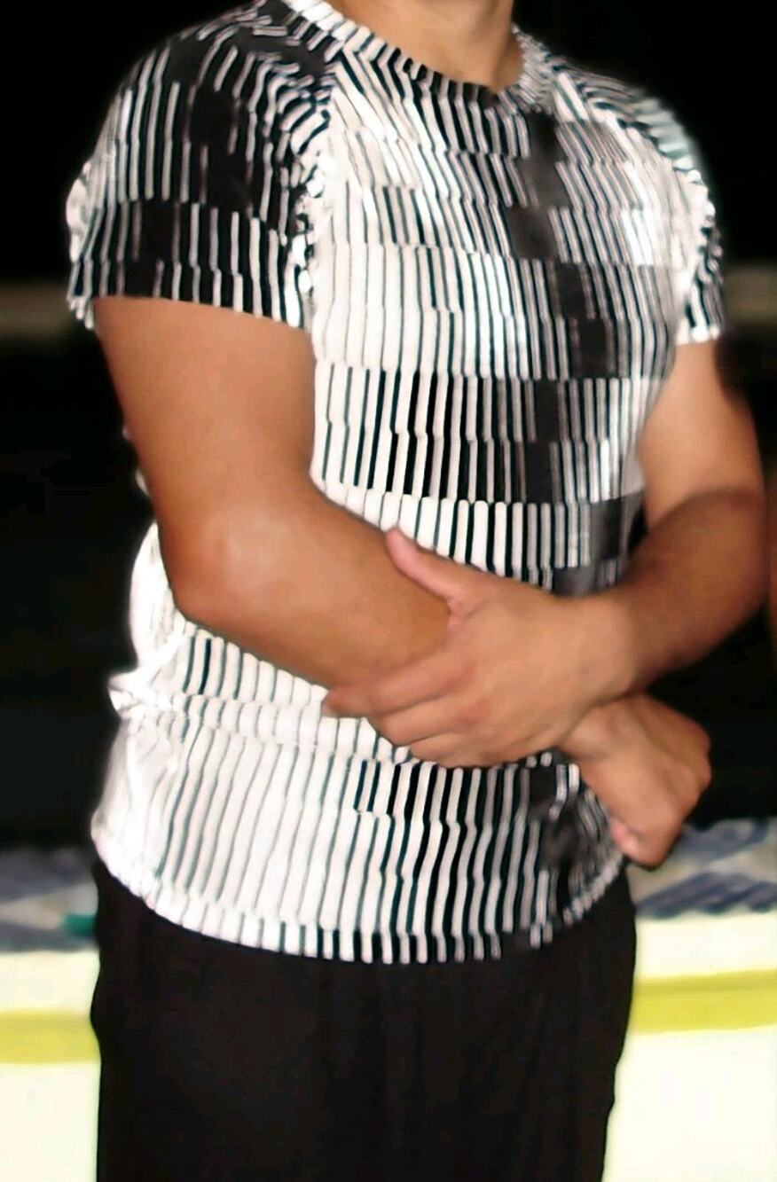 Vintage Elee Brand Menswear Black And White Optical Illusion Shirt Large Sexy!!!